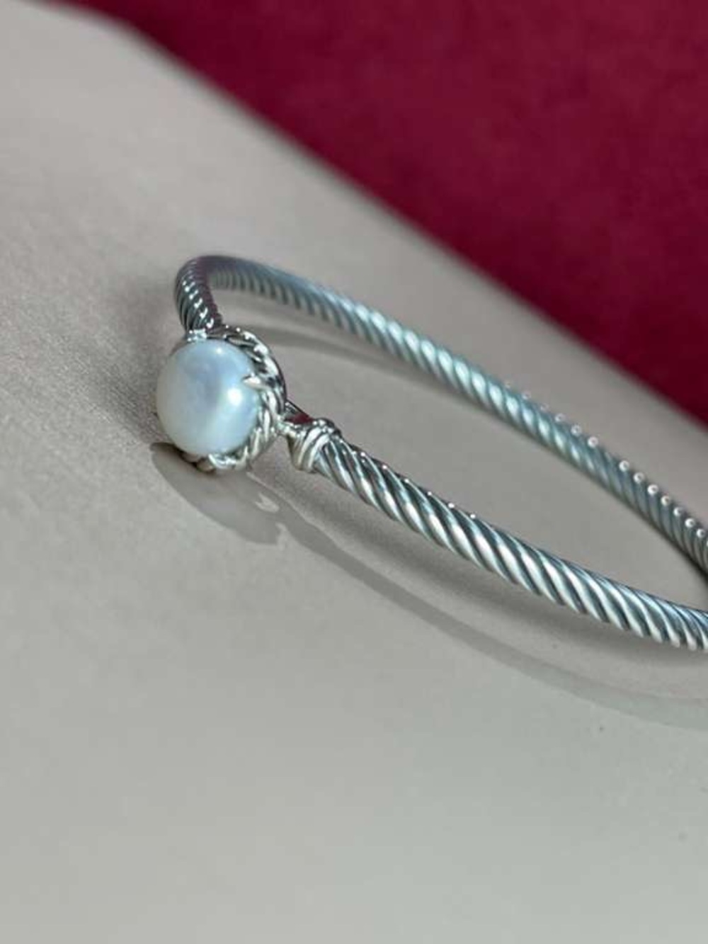 David Yurman Chatelaine Bracelet With Pearl 925 Sterling Silver 3mm medium - Picture 2 of 10